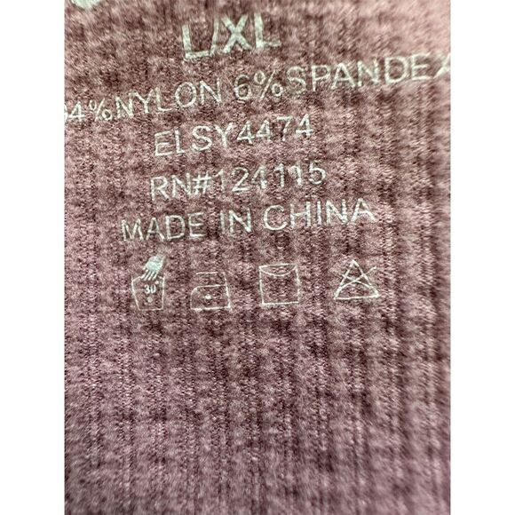 Elodie Women's V-Neck Ribbed T-Shirt Pink Size L Short Sleeve - Picture 5 of 5